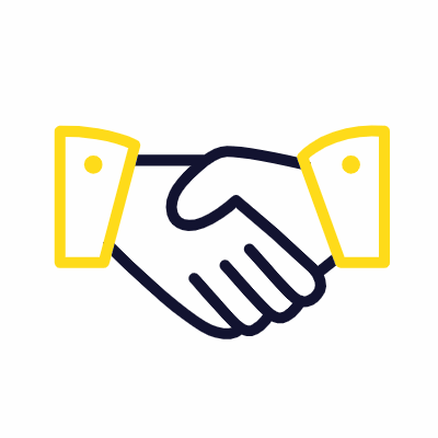 Ein animiertes Piktogramm eines Handschlages nach einem erfolgreich abgeschlossenen Managed Service Vertrages.